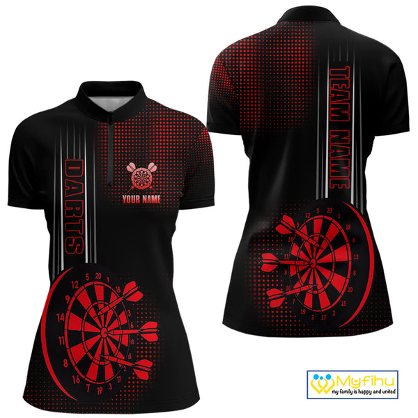 Personalized Black and Red Darts Shirt For Women Custom Dart Outfit Team Jerseys NQS10593