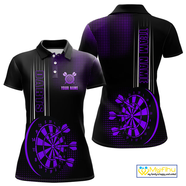 Personalized Black and Purple Darts Shirt For Women Custom Dart Outfit Team Jerseys NQS10594