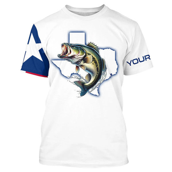 Texas Bass Fishing Texas Flag patriotic UV protection customize name long sleeves fishing shirts NQS2326