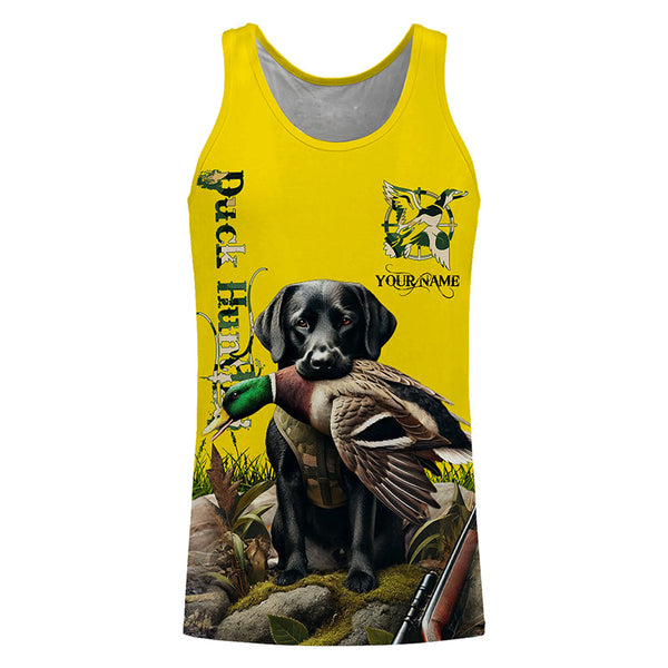 Black Labrador Retriever Duck Hunting dog Camo Yellow Customize Name 3D All Over Printed Shirts NQS681