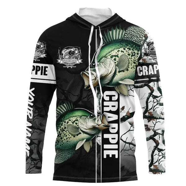 Ice fishing for crappie winter camo crappie ice fishing clothing Custom name performance fishing shirt NQS2596