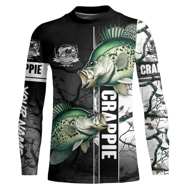 Ice fishing for crappie winter camo crappie ice fishing clothing Custom name performance fishing shirt NQS2596