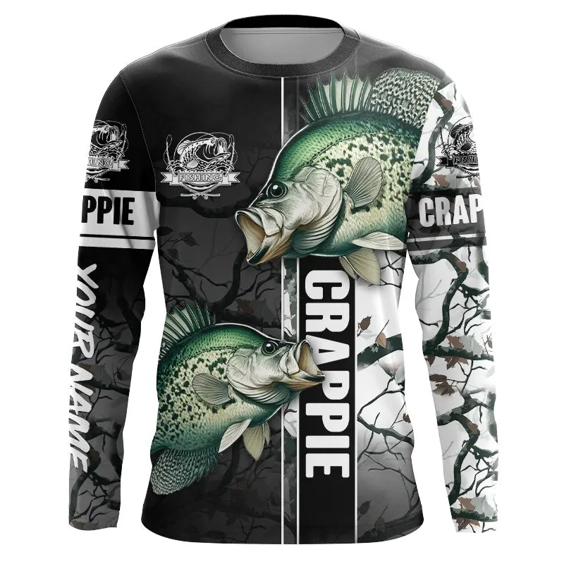 Ice fishing for crappie winter camo crappie ice fishing clothing Custom name performance fishing shirt NQS2596