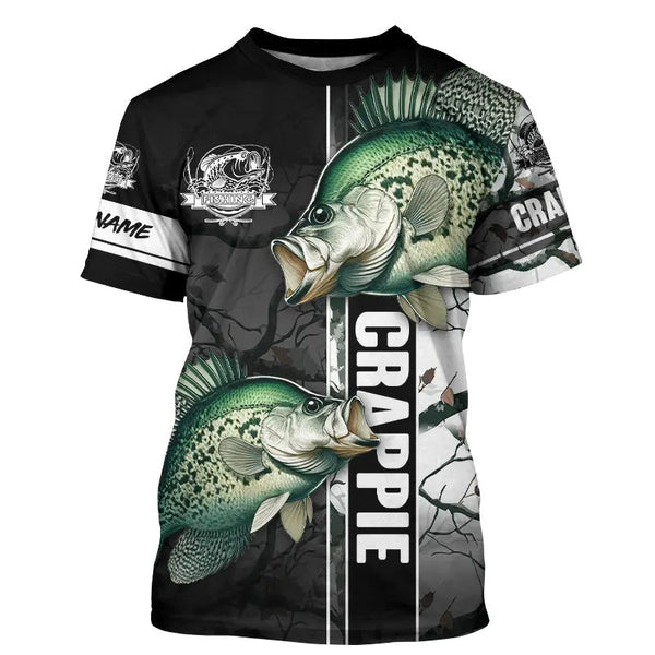 Ice fishing for crappie winter camo crappie ice fishing clothing Custom name performance fishing shirt NQS2596