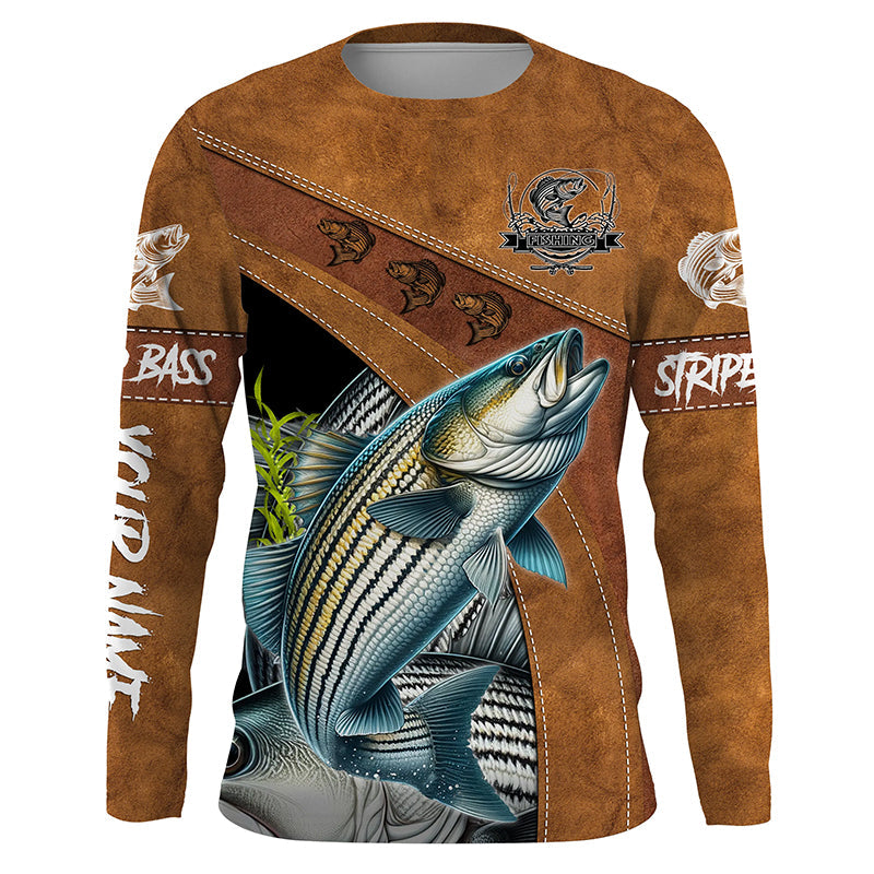 Striped bass fishing customized name performance long sleeve fishing shirts, striper fishing jerseys NQS2480