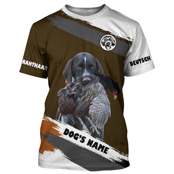 Deutsch Drahthaar Pheasant Hunting Dog Custom Dog Name Shirts, Pheasant Hunting Gifts FSD4520