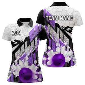 Purple Camo Bowling Shirt for Women Custom Team bowling jerseys, personalized bowling gifts NQS9176