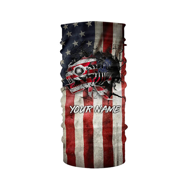 American flag patriotic fish reaper skeleton custom UV protection Fishing apparel NQS1445