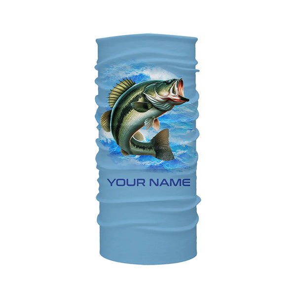 Largemouth Bass Fishing Custom Long Sleeve Performance Fishing shirts Eat Drink Fish Repeat | Blue NQS6613