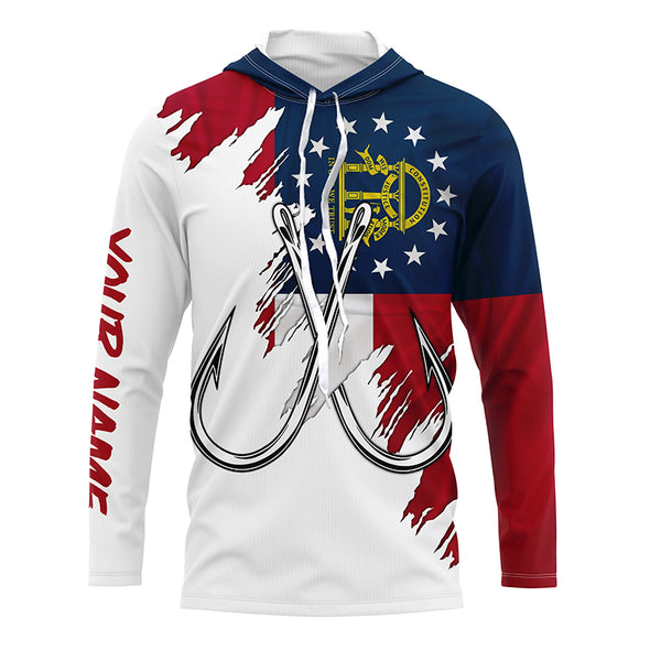 Georgia flag GA Fishing Fish Hook UV protection custom long sleeve Patriotic fishing apparel NQS8268