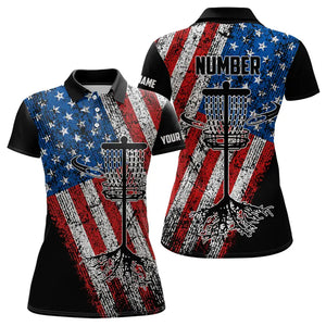 Vintage American Flag Women Disc golf polo shirts custom name and number patriotic disc golf apparel NQS9200