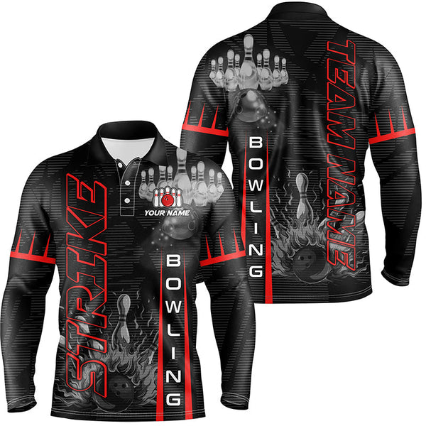 Custom Strike Bowling Shirts For Men, Personalized Bowling Team Jerseys | Red NQS8288