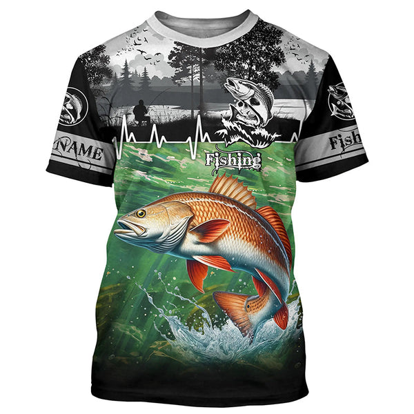 Redfish puppy drum Fishing UV protection Custom name long sleeves fishing shirt for men, women, Kid NQS2651