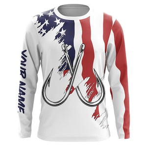 American flag US Fishing Fish Hook UV protection custom long sleeves shirts Patriotic fishing apparel NQS7877