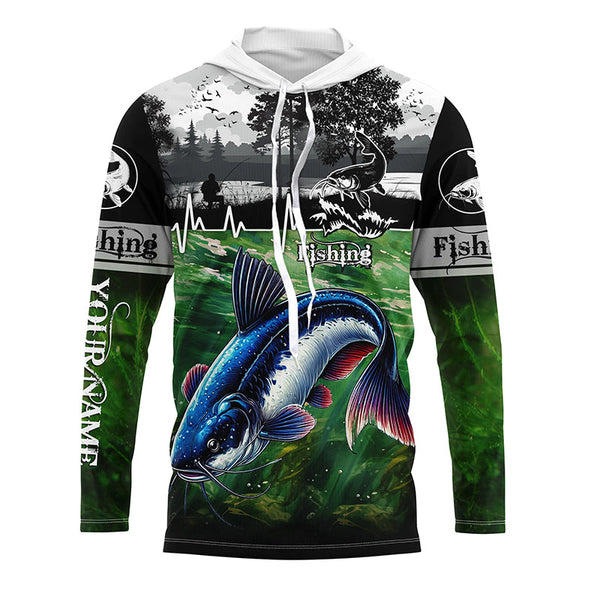 Catfish Fishing UV protection Custom name long sleeves fishing shirt NQS2696