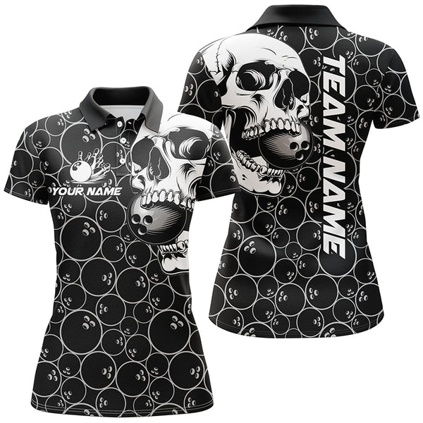 Black Bowling camo white Skull bowling shirt for women custom bowling team jersey gifts for bowler NQS9014