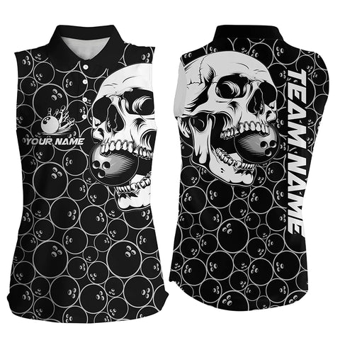 Black Bowling camo white Skull bowling Sleeveless Polo shirts custom bowling team jerseys NQS9014