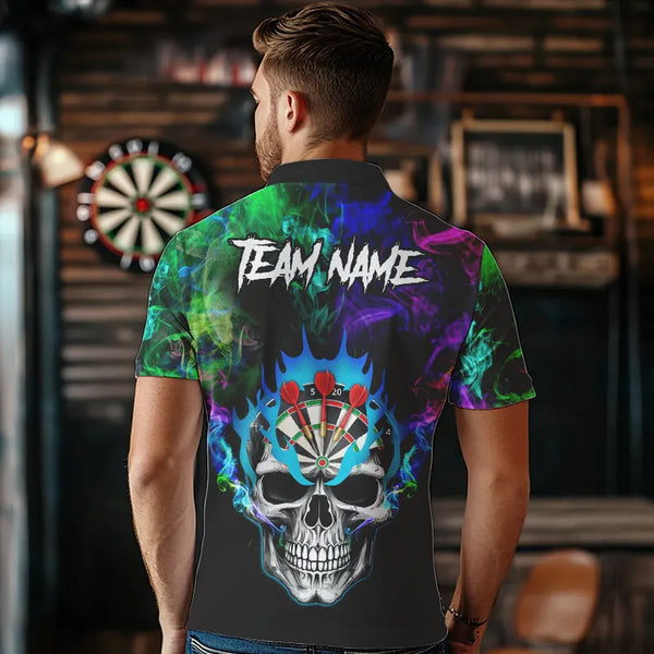 Colorful smoke Skull Darts shirts for Men Custom Team Darts Jerseys, Best Darts Gift For Player NQS9611