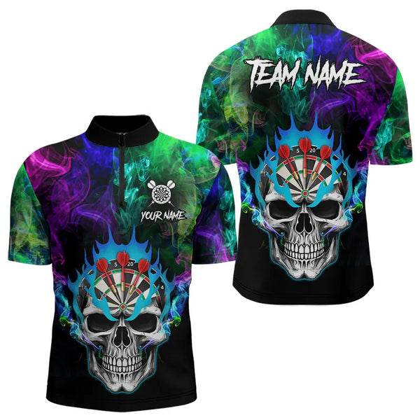 Colorful smoke Skull Darts shirts for Men Custom Team Darts Jerseys, Best Darts Gift For Player NQS9611