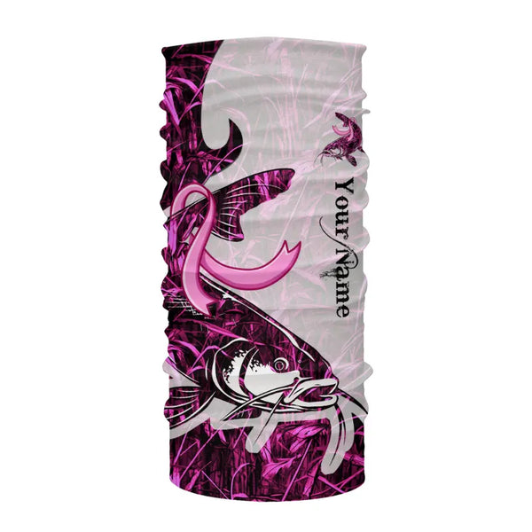 Catfish fishing pink Camo ribbon Breast Cancer Custom name sun protection long sleeves fishing shirts NQS9760