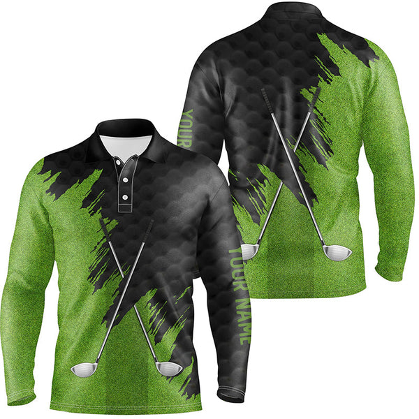 Black and Green golf clubs custom name Mens golf polo shirts, team mens golf tops NQS7538