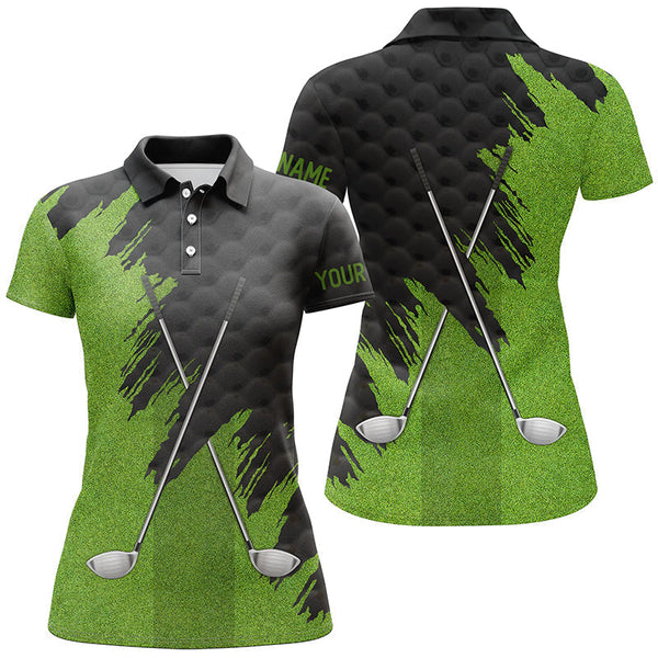 Black and Green golf clubs custom name Womens golf polo shirts, team ladies golf tops NQS7538