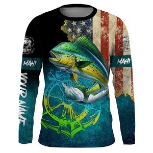 Mahi mahi fishing American flag patriotic Custom fishing Shirts jersey, fishing shirts with hood NQS3112