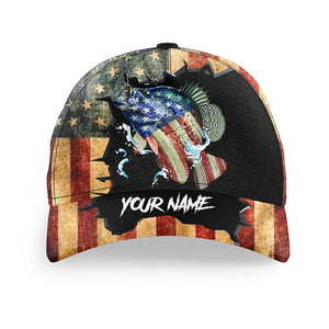 Crappie Fishing 3D American Flag Custom fishing hat Unisex Fishing Baseball Angler hat NQS3121