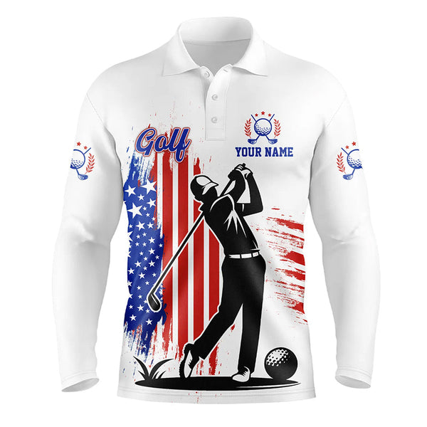 American Flag White Mens polo golf shirts custom patriotic team golf shirts for mens golfer gifts NQS8828