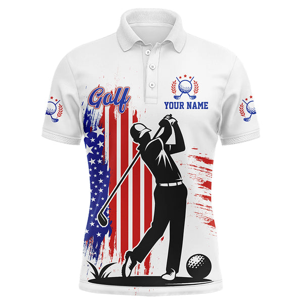 American Flag White Mens polo golf shirts custom patriotic team golf shirts for mens golfer gifts NQS8828