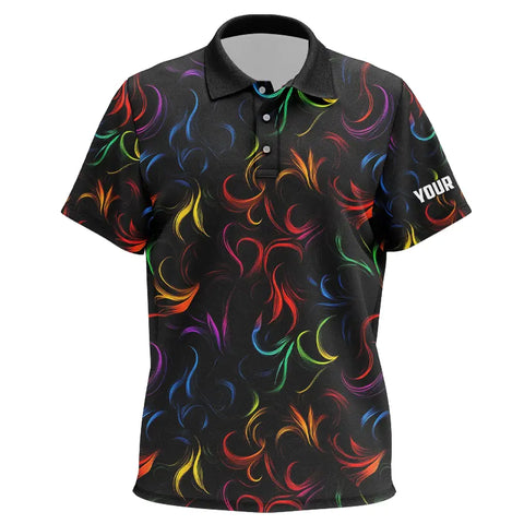 Colorful Rainbow Fire pattern Kid golf polos shirts custom golf attire for Kid NQS9300