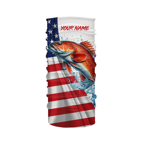 American flag patriotic Redfish fishing Custom Name UV Protection long sleeve Fishing Shirts for men NQS5369