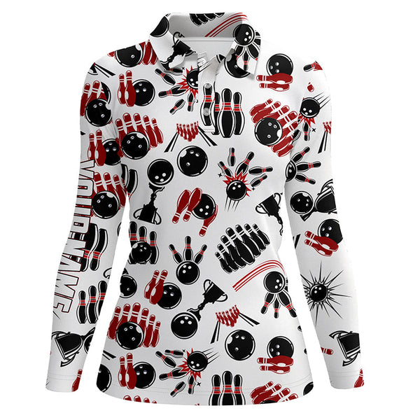 Womens bowling polo shirts custom bowling pattern team bowling jerseys for girl bowlers NQS5384