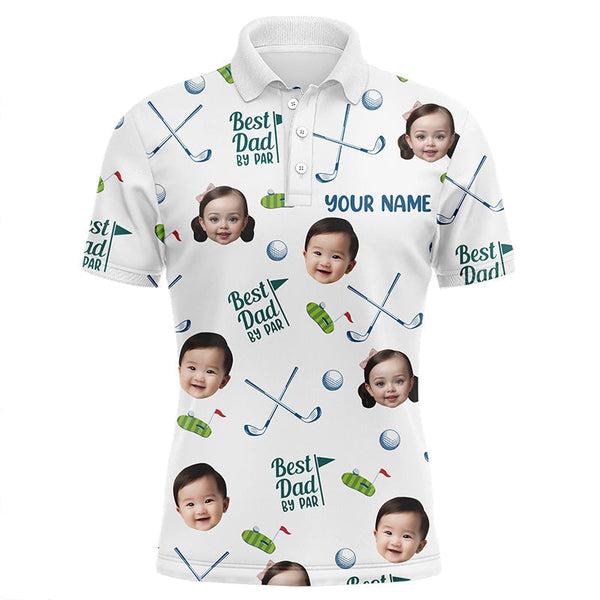 Personalized Best Dad By Par Polo Shirt, Custom Kids Face Photo Polo Shirt For Dad, Father's Day Gift NQS8617