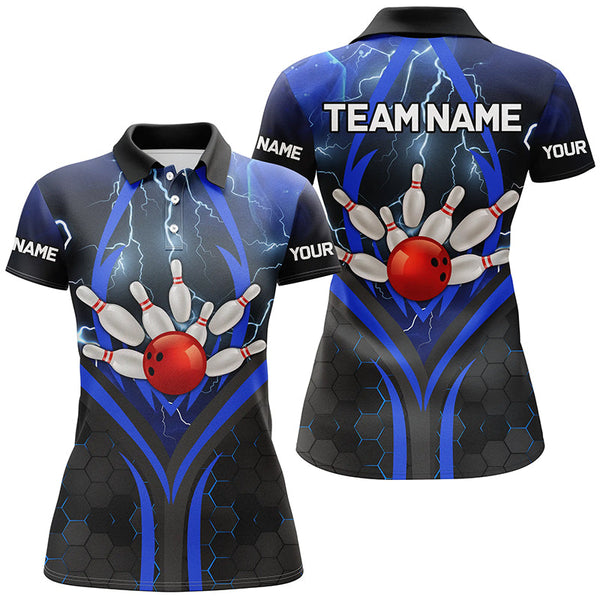Blue Lightning Thunder Custom Bowling Team Shirts Women Bowling League Jerseys Bowler Outfit NQS8416