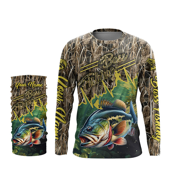 Bass fishing Camo Custom name UV protection long sleeves Bass fishing jerseys NQS800