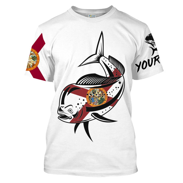 Mahi mahi Fishing Florida Flag patriotic Customize long sleeves fishing shirts NQS2247