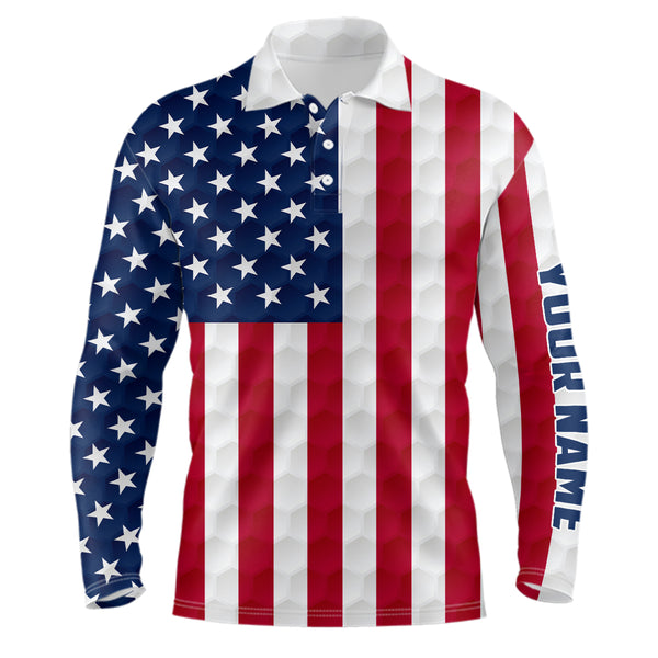 Mens golf polo shirt custom American flag golf ball polos shirt for men, patriotic golfing gifts NQS6647