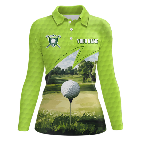 Green Womens golf polos shirts custom female golf shirts, unique golf gifts for her NQS9261