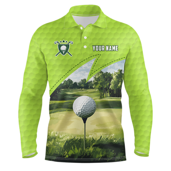 Green Mens golf polos shirts custom golf outfit mens, men's custom golf shirts NQS9261