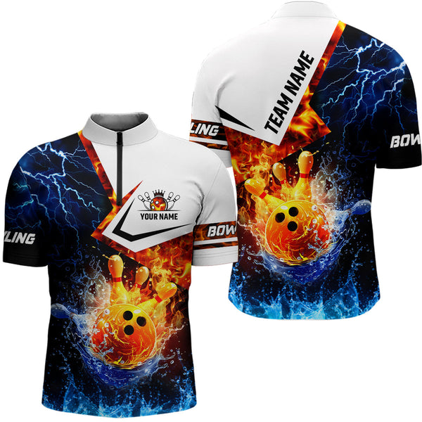 Fire and Water bowling ball pins Bowling shirts for men Custom Lightning Team Bowling Jerseys NQS7701