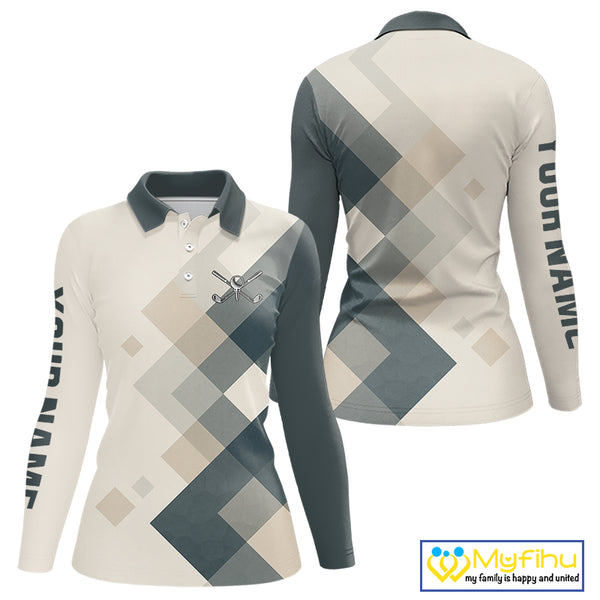 Vintage Pastel Argyle Pattern Golf Polo Shirt For Women Custom retro ladies golf outfit NQS10232