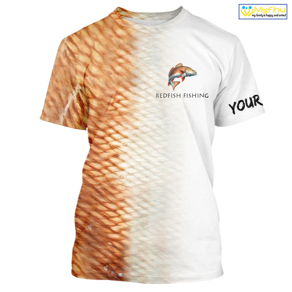 Personalized Red Scales Performance Redfish Fishing Shirts, custom Redfish fishing tournament jerseys NQS10239