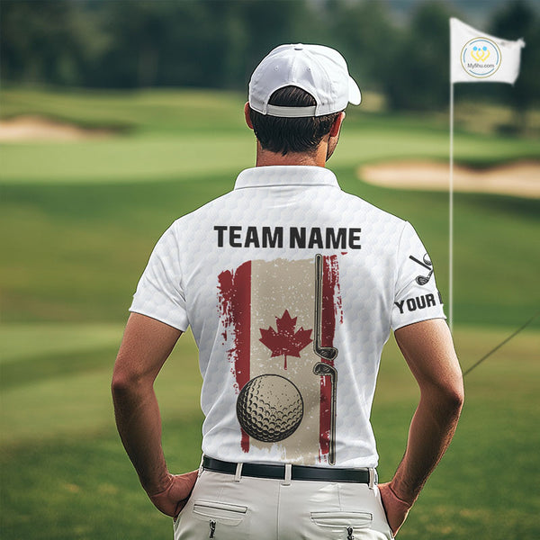 Personalized vintage Canadian Flag Men golf polo shirt Custom Patriotic Golf outfit For men NQS10182