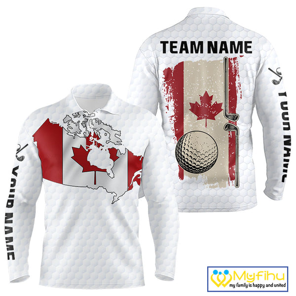 Personalized vintage Canadian Flag Men golf polo shirt Custom Patriotic Golf outfit For men NQS10182