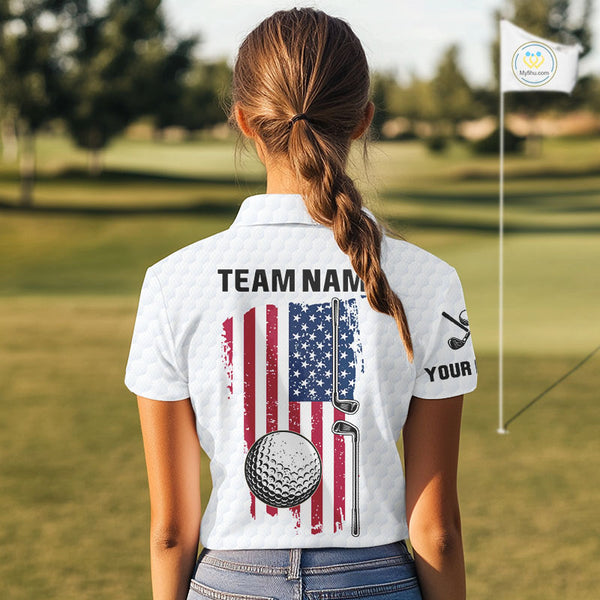 Personalized American Flag Women golf polo shirts Custom Patriotic Golf outfit For ladies NQS10183