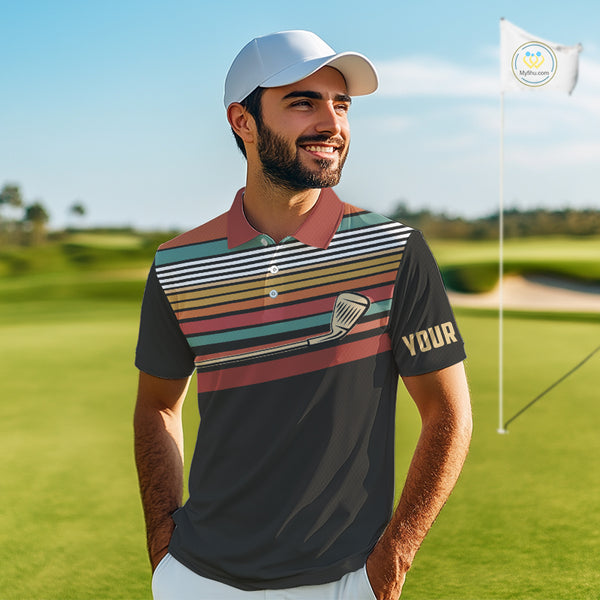 Retro Mens golf polo shirt Custom Vintage Team Golf attire for men, Gift For Golfers NQS10568