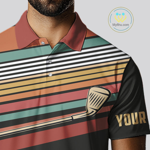 Retro Mens golf polo shirt Custom Vintage Team Golf attire for men, Gift For Golfers NQS10568