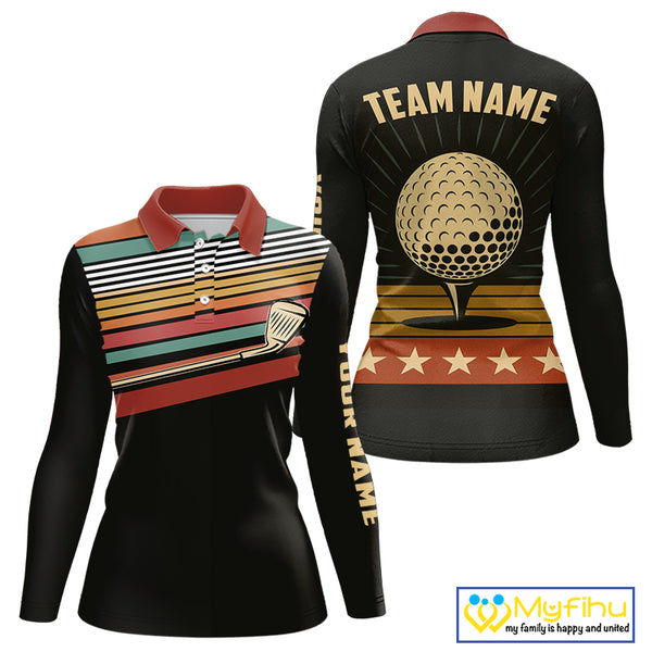 Retro Womens golf polo shirt Custom Vintage Team Golf attire for ladies, Gift For Golfers NQS10568