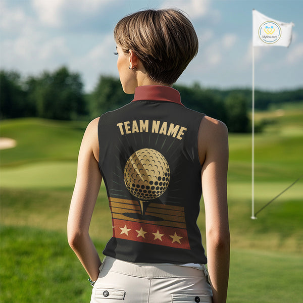 Retro Women Sleeveless polo shirt Custom Vintage Team Golf attire for ladies, Gift For Golfers NQS10568